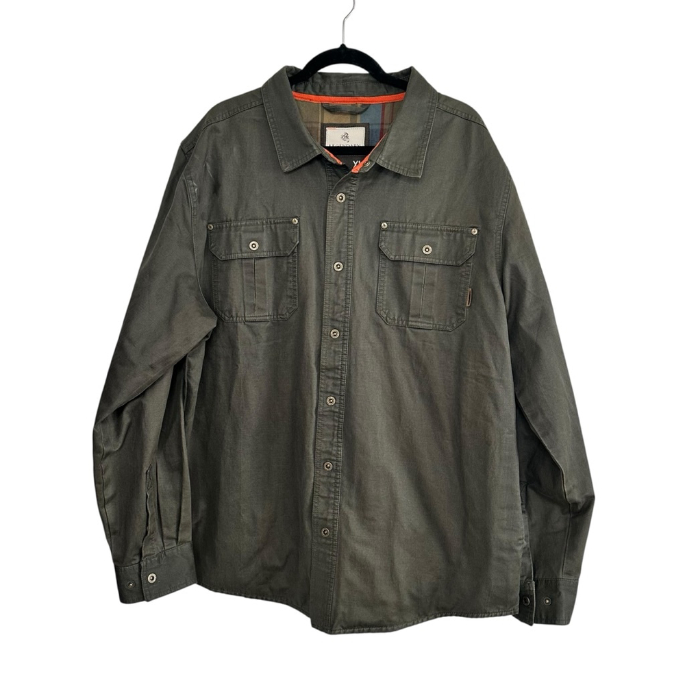 Legendary Whitetails waxed olive green flannel lined shirt jacket